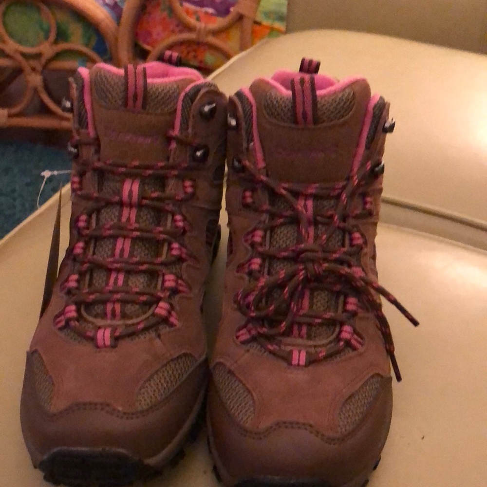 Bear Paw Women's Brown Hiking Boots with Pink Accents
